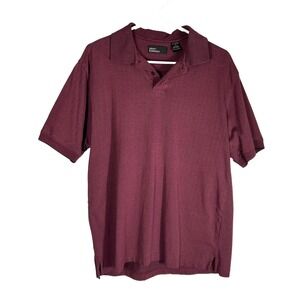 Marc Edwards Mens Burgundy Chevron Textured Cotton Blend Polo Shirt Size M
